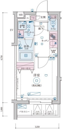 リヴシティ恵比寿403の間取り