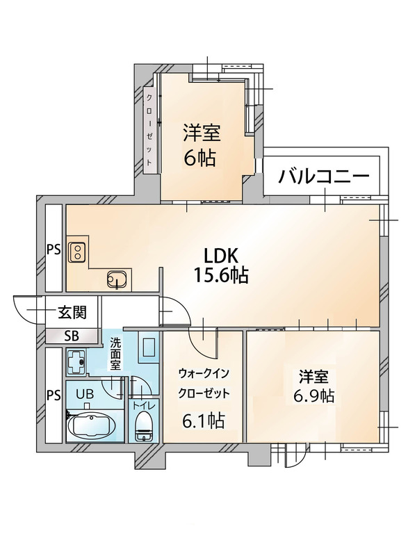 常盤松ロイアルハイツ402の間取り