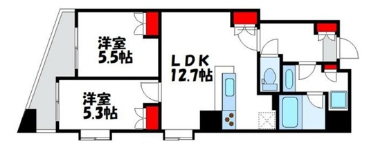 クオリア恵比寿ウエスト703の間取り