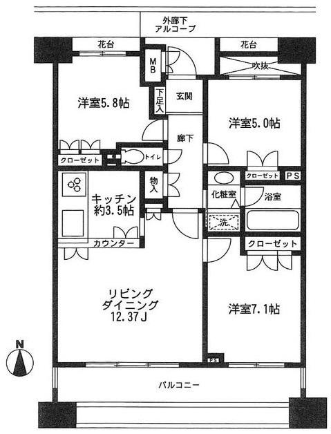 ディアナコート恵比寿5階の間取り