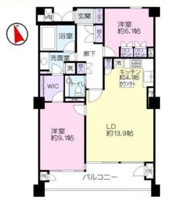 パークハウス等々力　Ｗ棟3階部分の間取り