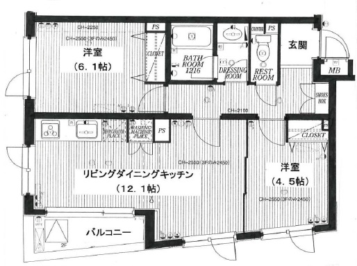 スカーラ広尾ステーションプラザ２階の間取り