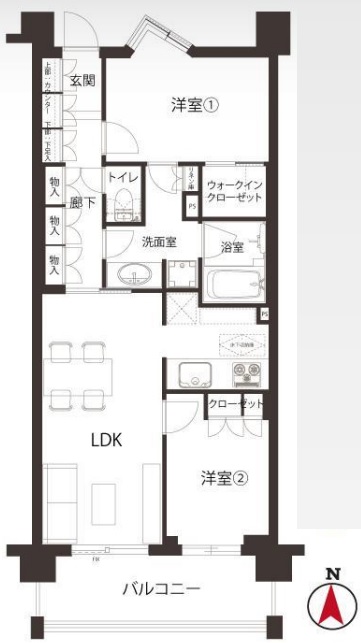 藤和学芸大学ホームズⅡ104の間取り
