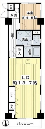 エンゼルハイム多摩リバーサイド第2601の間取り