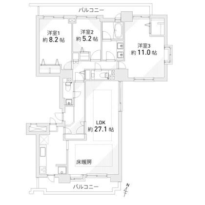 プレステージ三軒茶屋ラフィーネ504の間取り