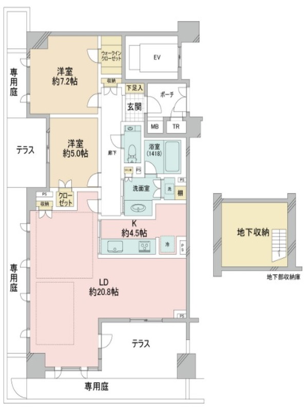ジークレフ弦巻1階の間取り