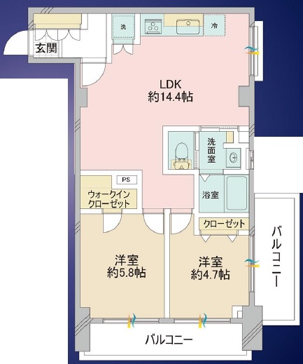 祐天寺ニュースカイマンション4階の間取り