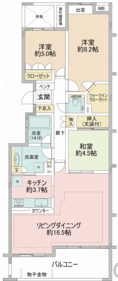 マスターズガーデン世田谷桜4階の間取り