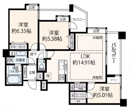 ヴェルビュ深沢303の間取り