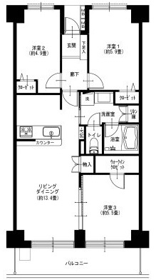 用賀パークハイツ303の間取り