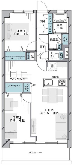 松見坂武蔵野マンション1202の間取り