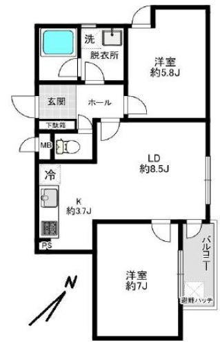 太子堂ユニハイツ307の間取り