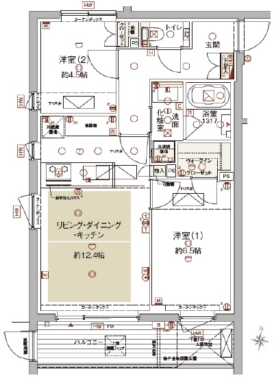 ロイヤルシーズン桜新町104の間取り