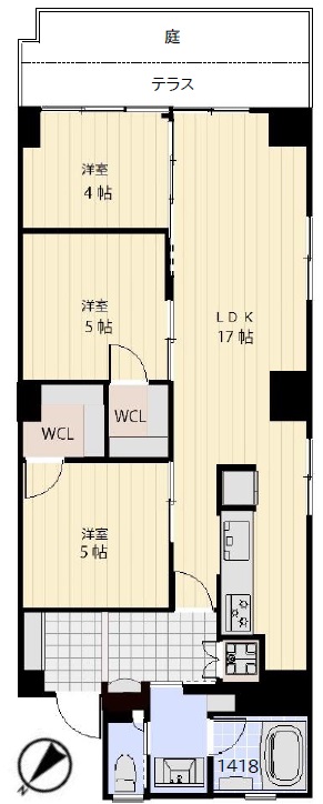 南平台セントラルハイツ109の間取り