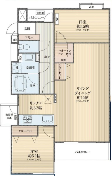 ライオンズマンション世田谷2階の間取り