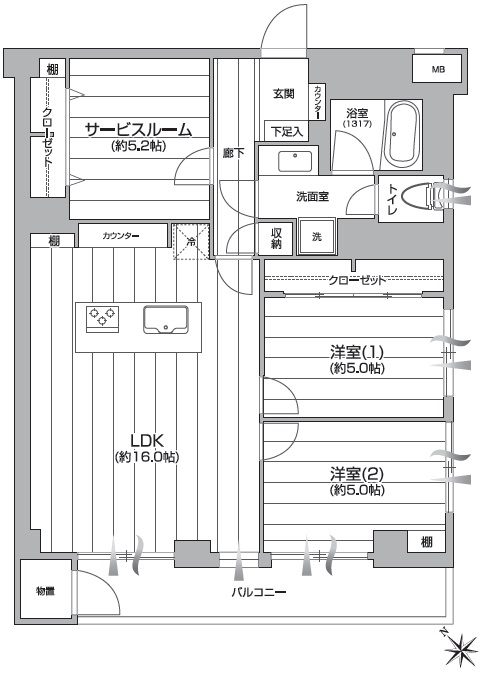 日生住宅三軒茶屋マンション701の間取り