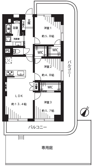 日商岩井用賀マンション105の間取り