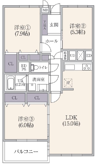 ハイラーク八雲203の間取り