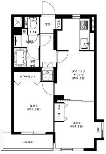 ベルハイム弦巻302の間取り