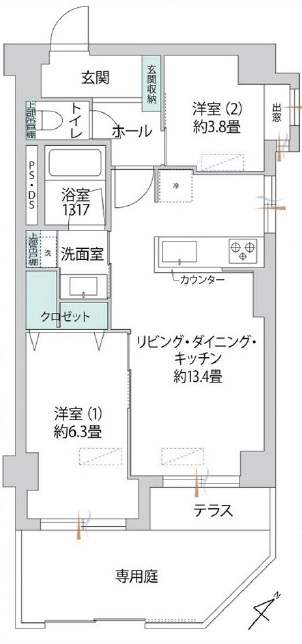 ハイツ上野毛105の間取り