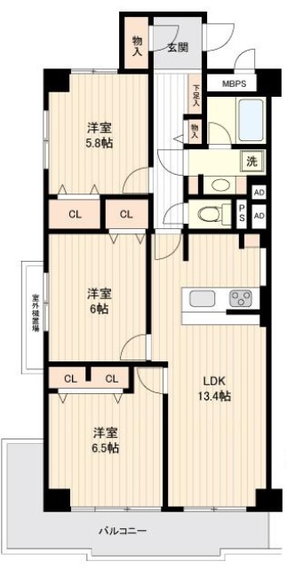 日商岩井桜新町マンション3階の間取り