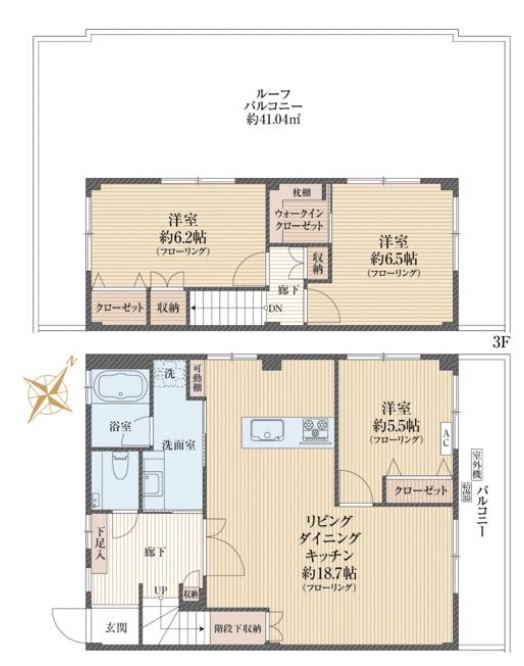 ハイライフ瀬田2階-3階の間取り