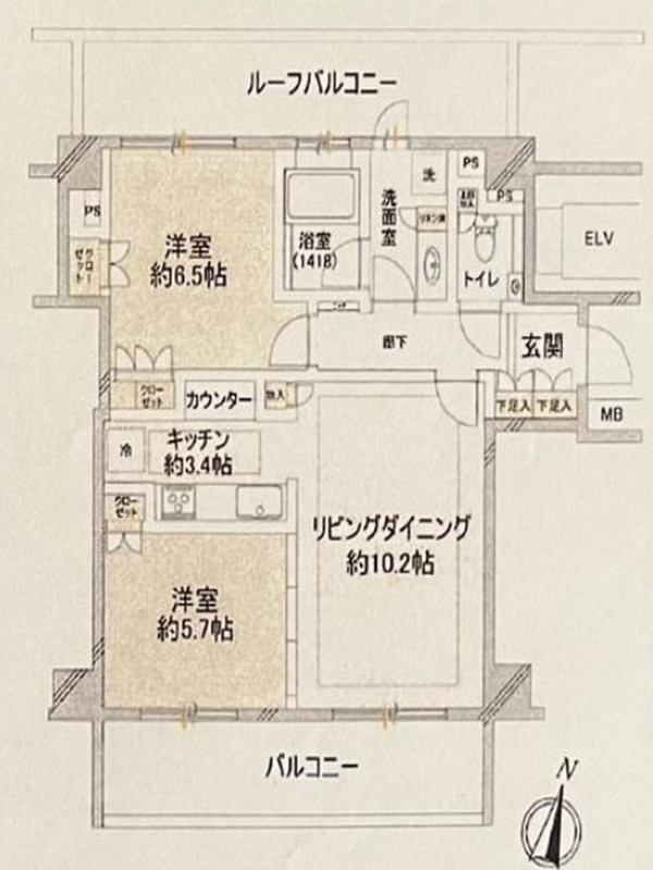 パークハウス目黒学芸大学6階の間取り