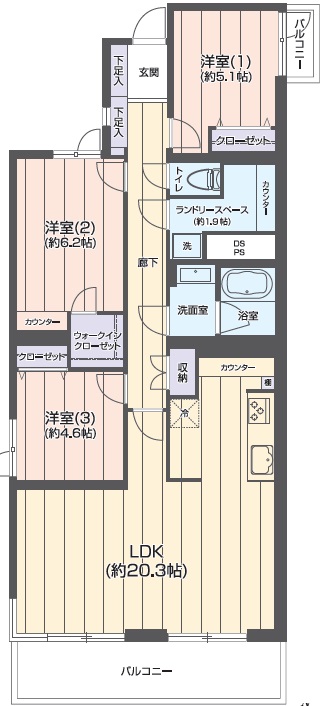 上野毛ガーデンホームズ304の間取り