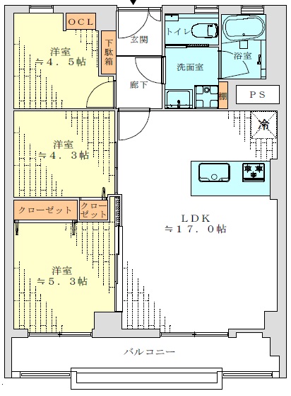 南平台アジアマンション403の間取り