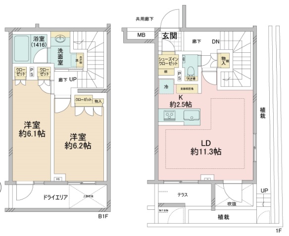 オープンレジデンシア三軒茶屋1階の間取り