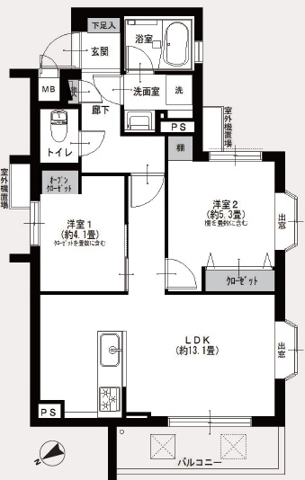 ソルクレスト下馬3階の間取り