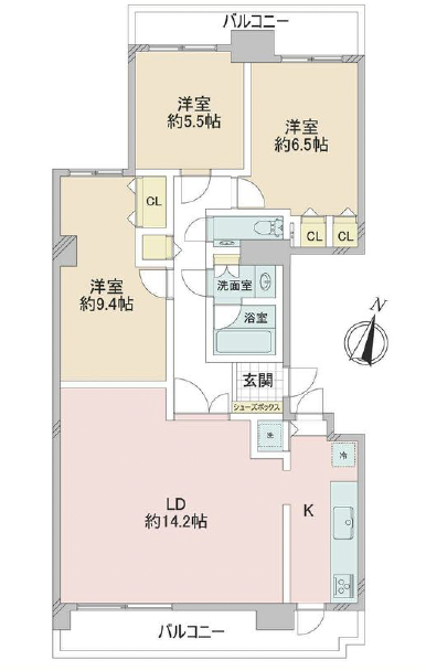 プレステージ三軒茶屋ラフィーネ9階の間取り