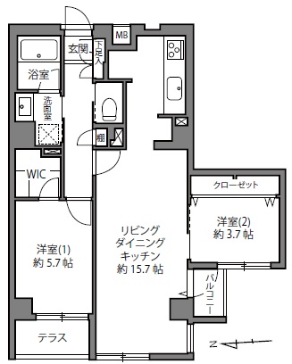 ヴェルデコート弦巻1階の間取り