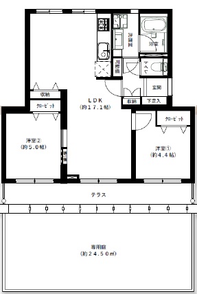 コープ野村等々力1階の間取り