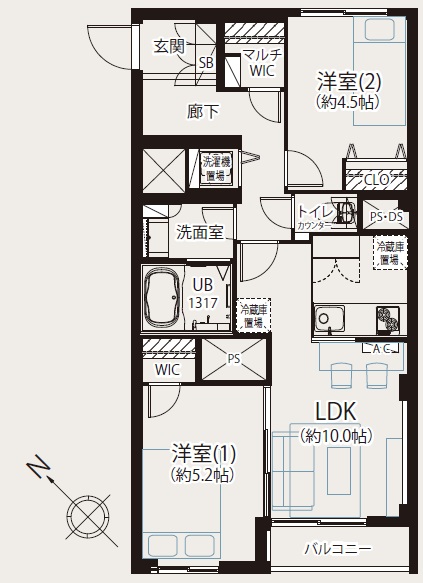 玉川コーポラス507の間取り