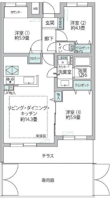 ベルハイム学芸大学102の間取り