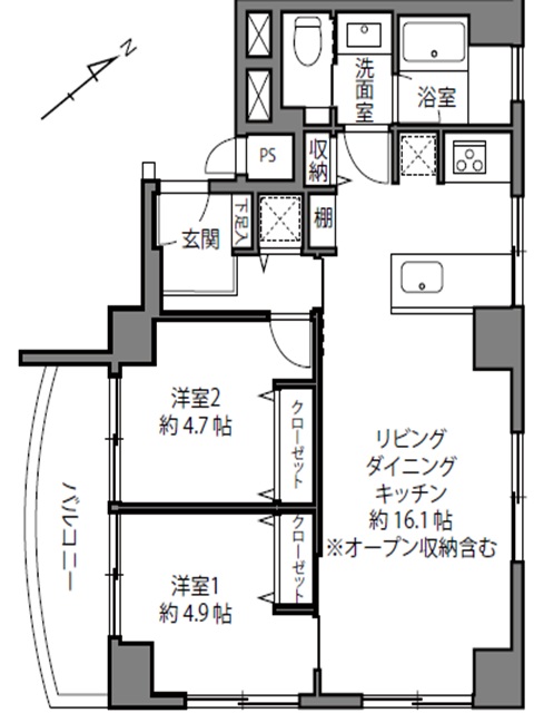 カーサ池尻4階の間取り