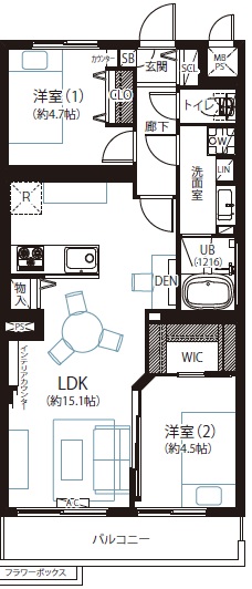 駒沢センターハイツ2階の間取り