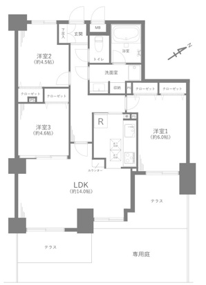 ハイホーム砧1階の間取り