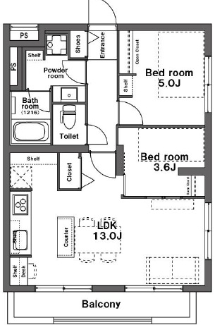 上用賀キソウマンション2階の間取り