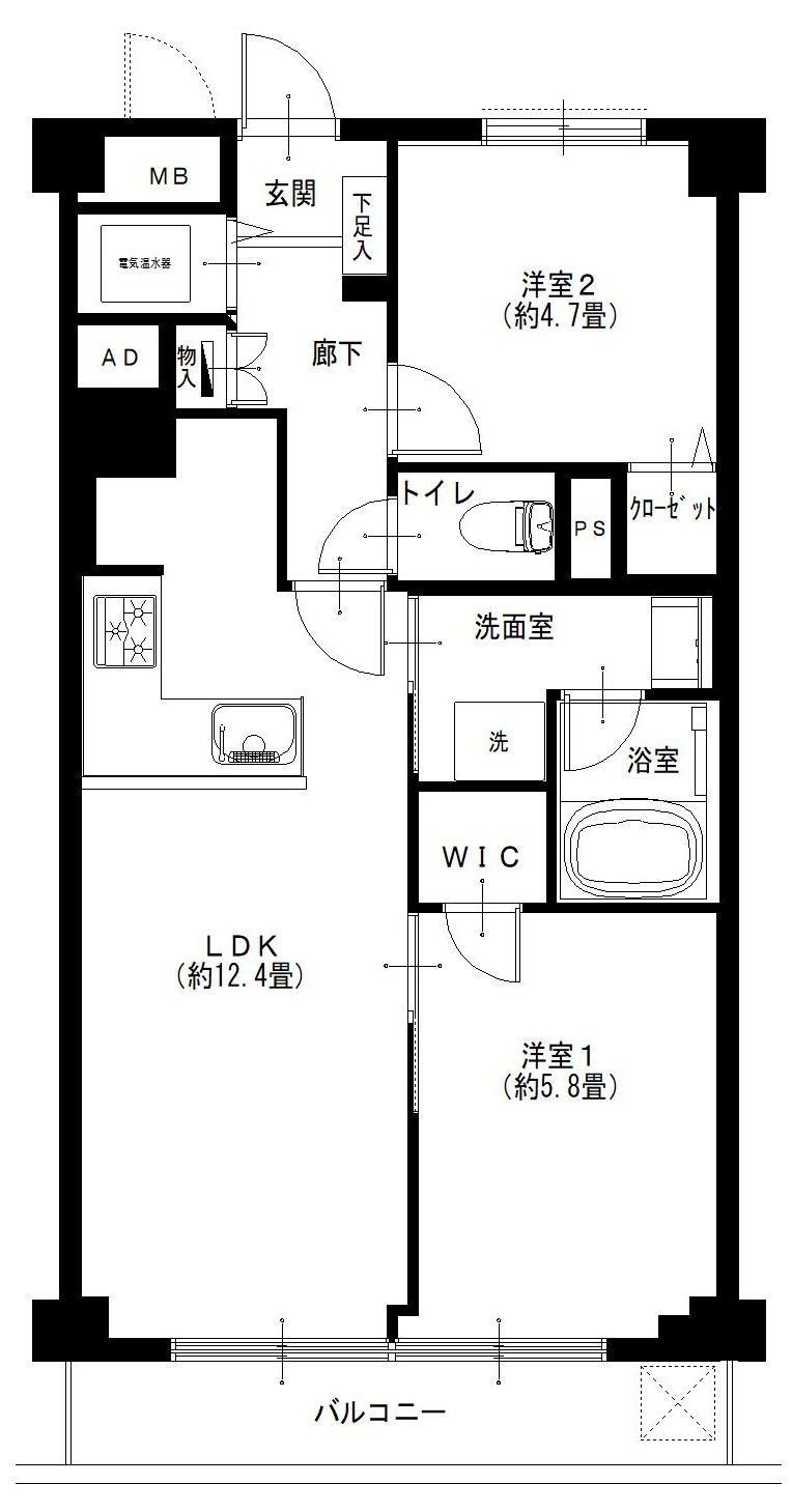 ライオンズマンション初台12階の間取り