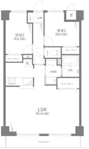グランパーク深沢4階の間取り