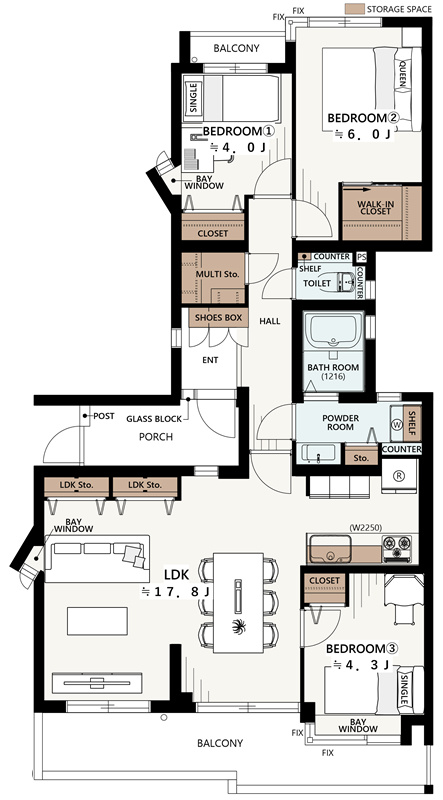 ラシーヌ砧2階の間取り