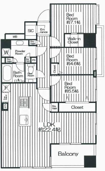 上野毛南パーク・ホームズ3階の間取り