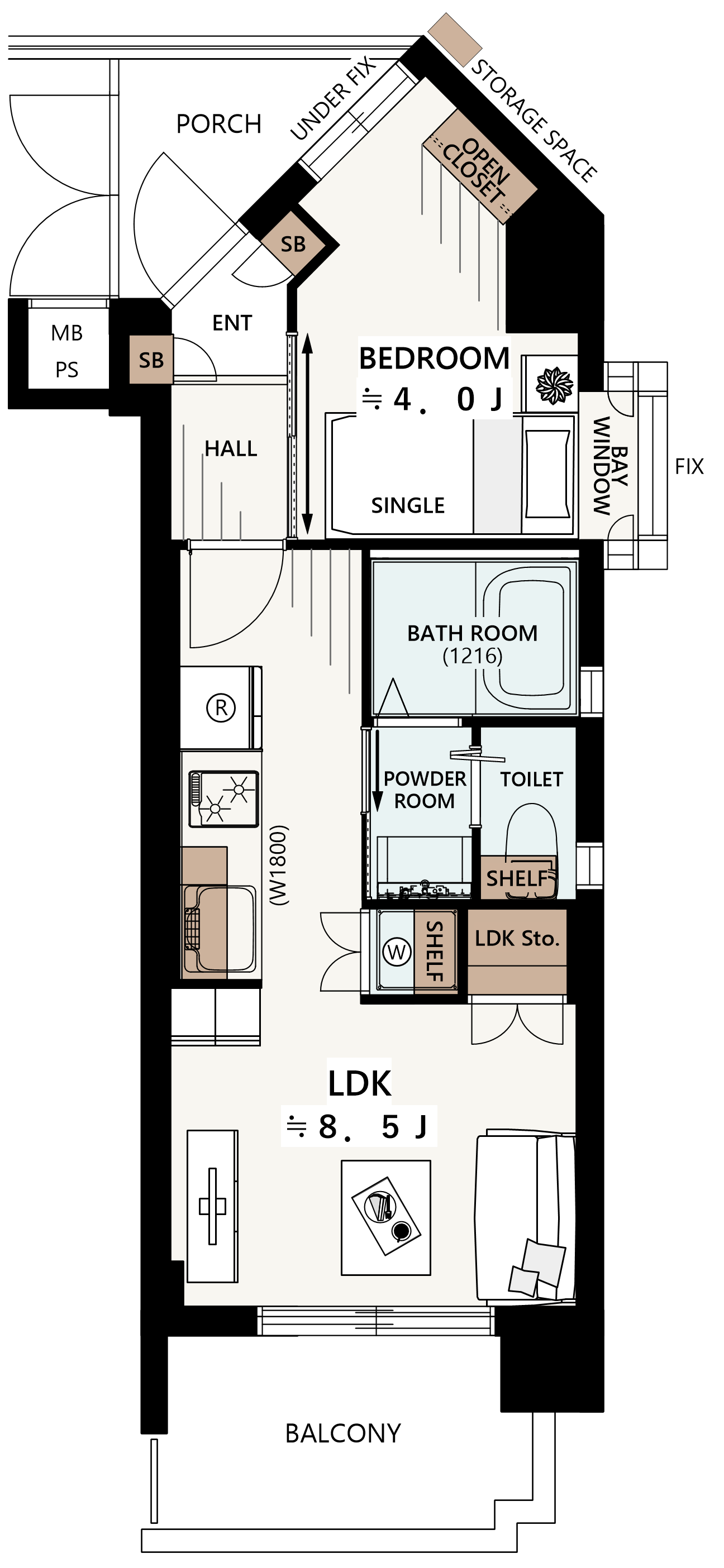ジェイパーク目黒5階の間取り