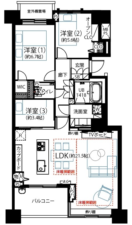 ライオンズスクエア用賀8階の間取り