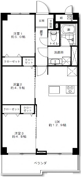 パシフィック馬事公苑前2号棟2階の間取り