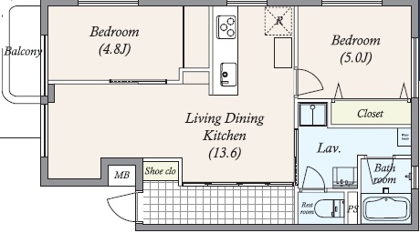馬事公苑南サンハイツ3階の間取り