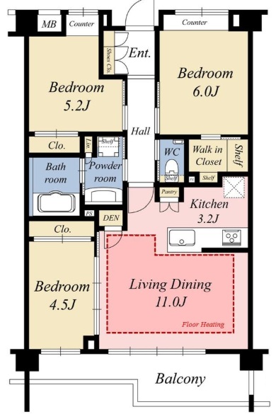 グローリオ等々力3階の間取り