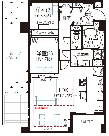 イニシアイオ目黒学芸大学７階の間取り